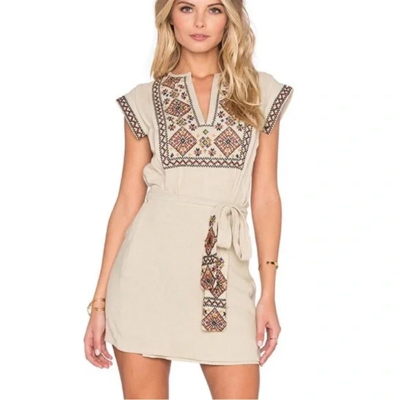 Free People Running Wild Wrap Dress Embroidered Bohemian Extra Small - Picture 1 of 5